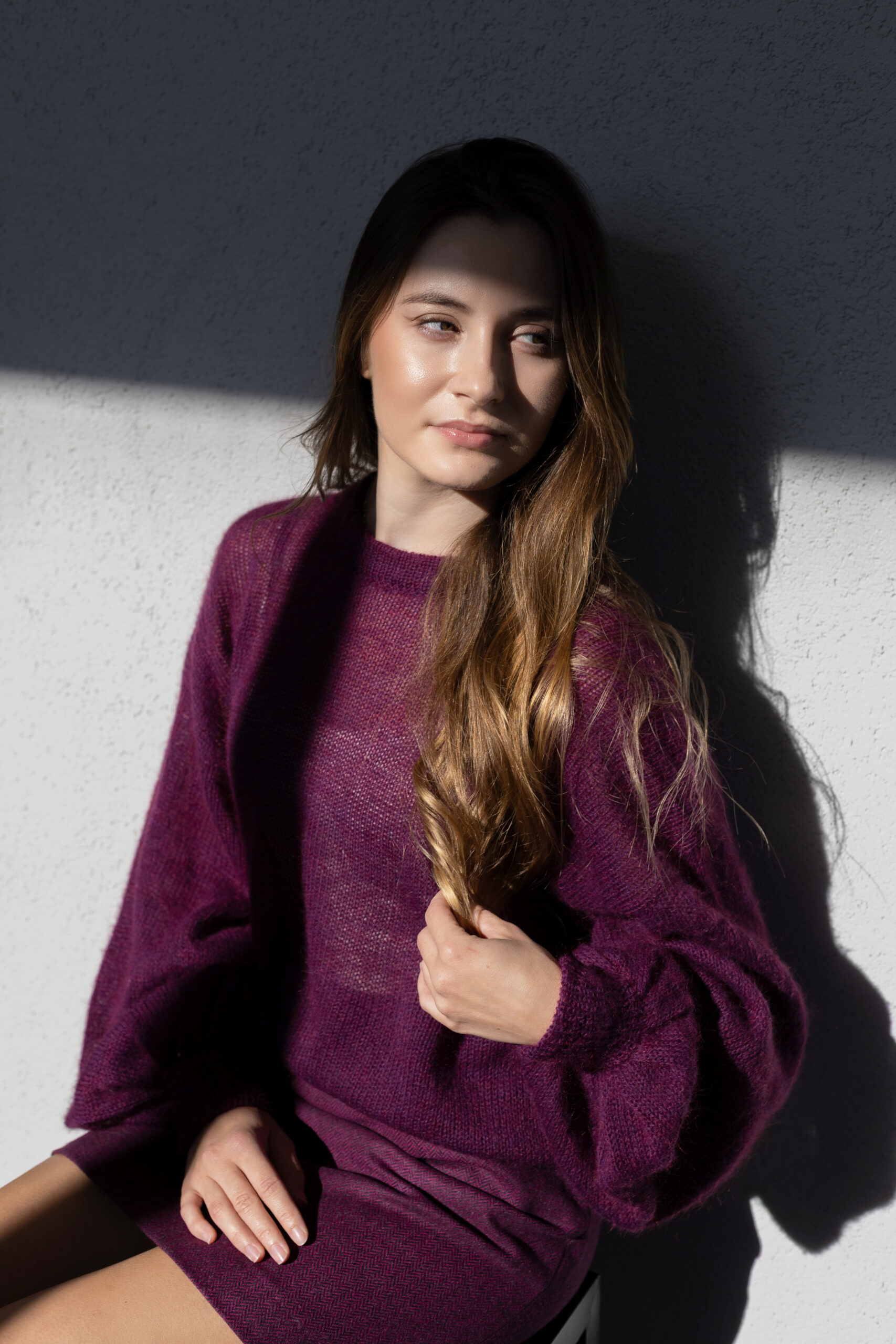 Moheros megztinis „Berry Glow“